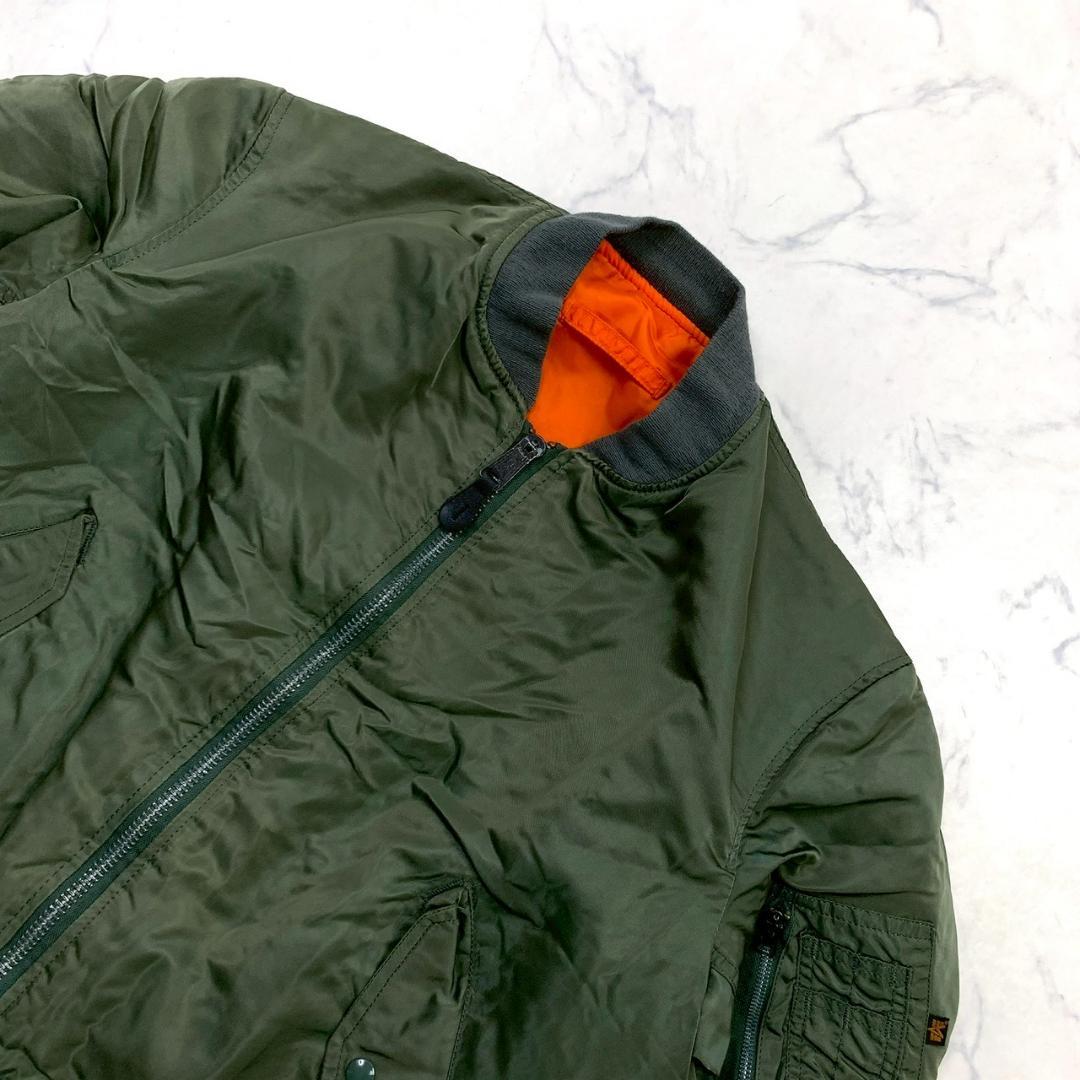 90s USA製 ALPHA MA-1 フライトジャケット カーキ L　D927