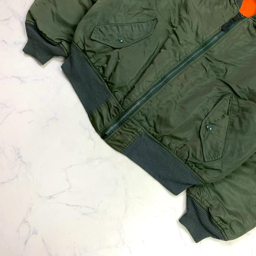 90s USA製 ALPHA MA-1 フライトジャケット カーキ L　D927