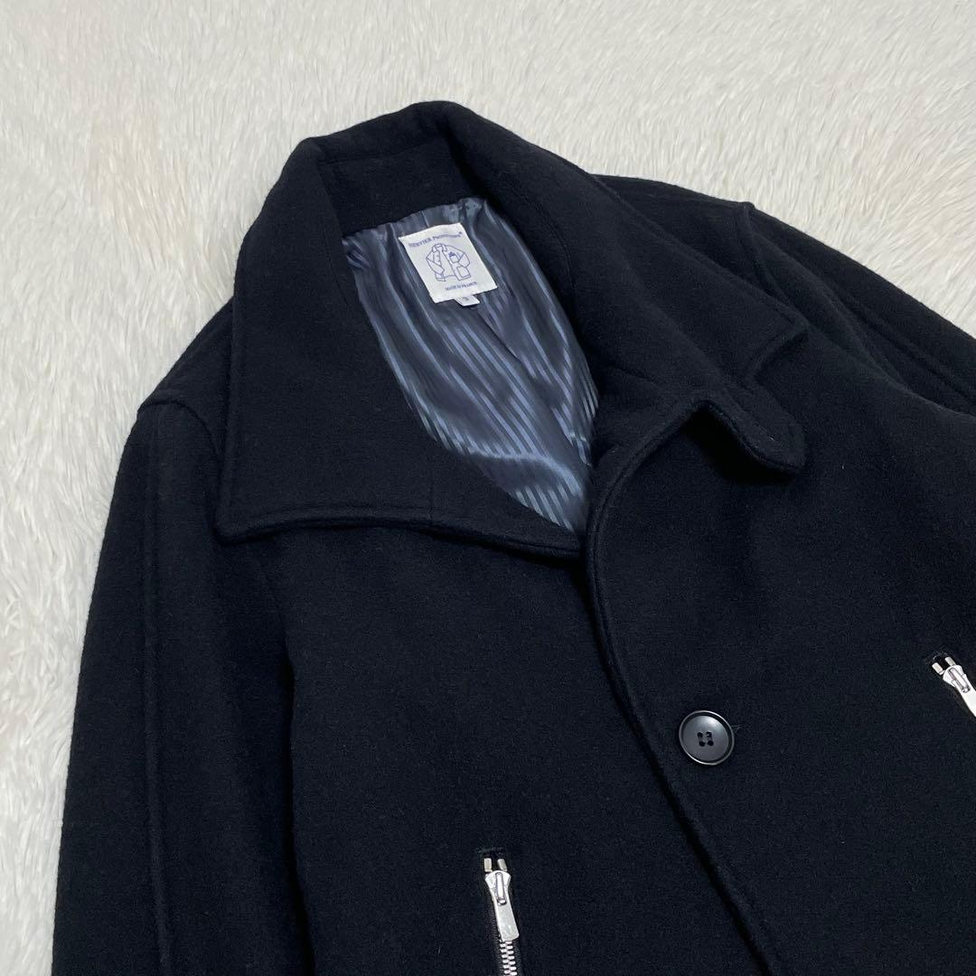 未使用級 エルヴィエプロダクションズ フランス製 ピーコート メルトン ネイビー