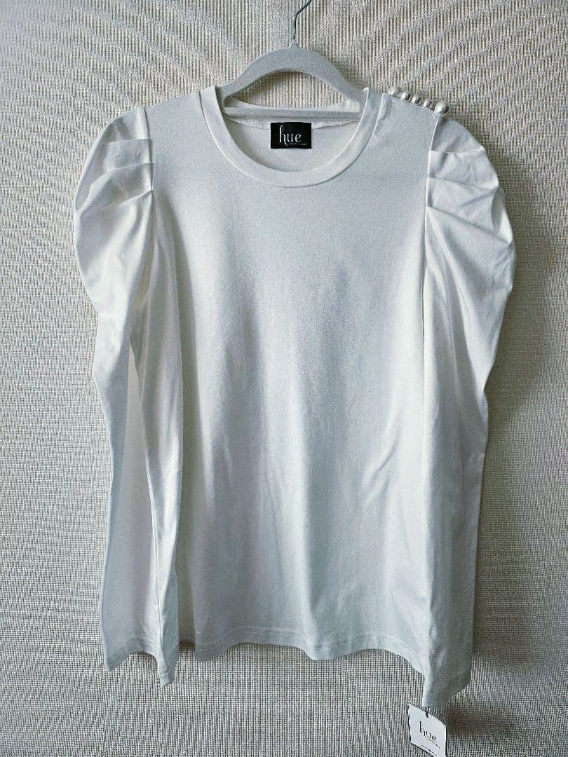 新品未使用hue day to evening☆フリルスリーブロングTシャツ