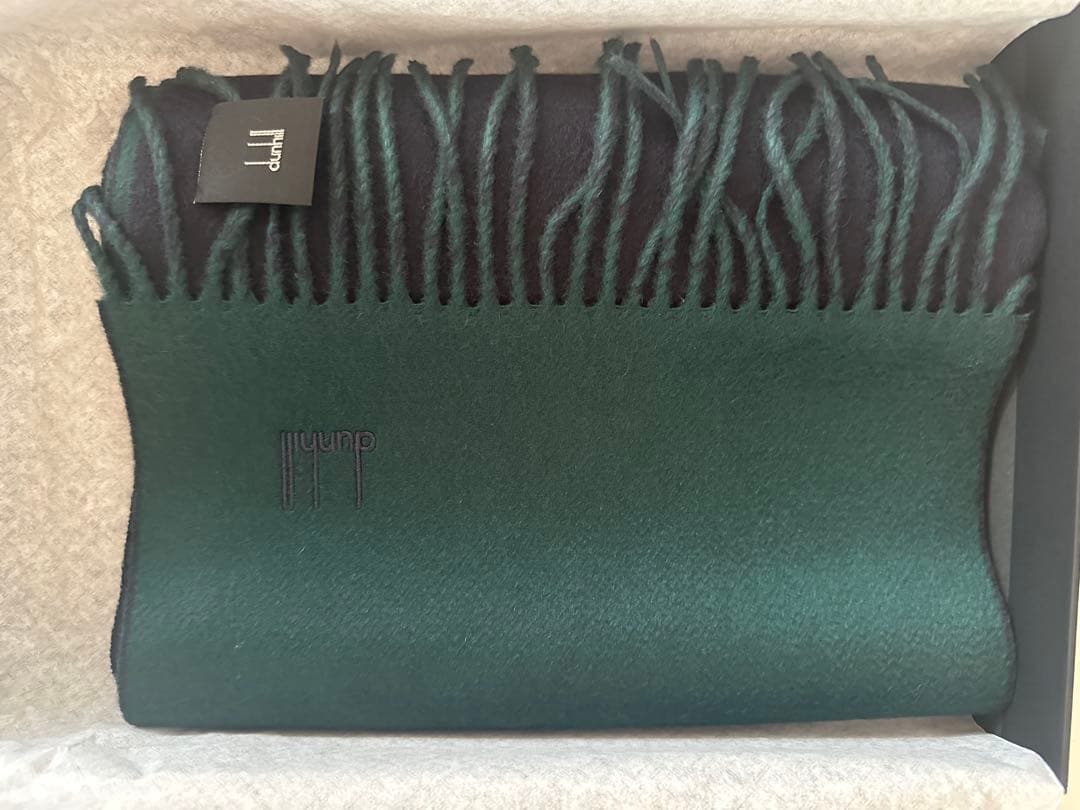 【新品】dunhill ダークグリーン マフラー ギフトボックス付き