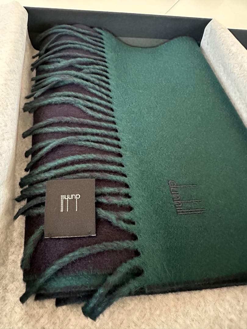 【新品】dunhill ダークグリーン マフラー ギフトボックス付き