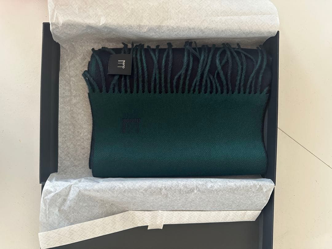 【新品】dunhill ダークグリーン マフラー ギフトボックス付き