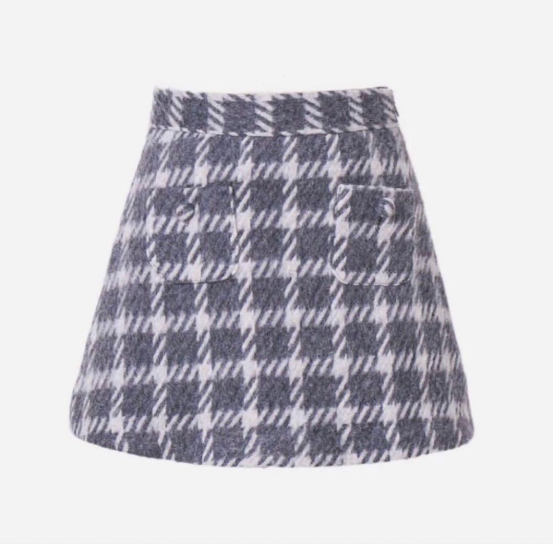 sheller 新品タグ付き angora check tweed skort