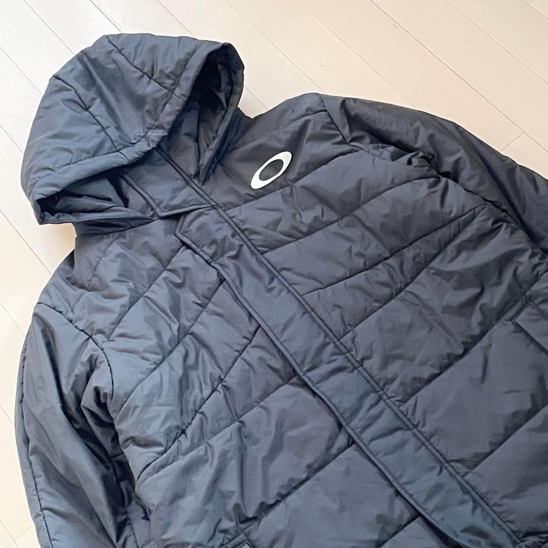 【バックビッグロゴ 美品】OAKLEY ベンチコート 黒 Lサイズ ロングコート
