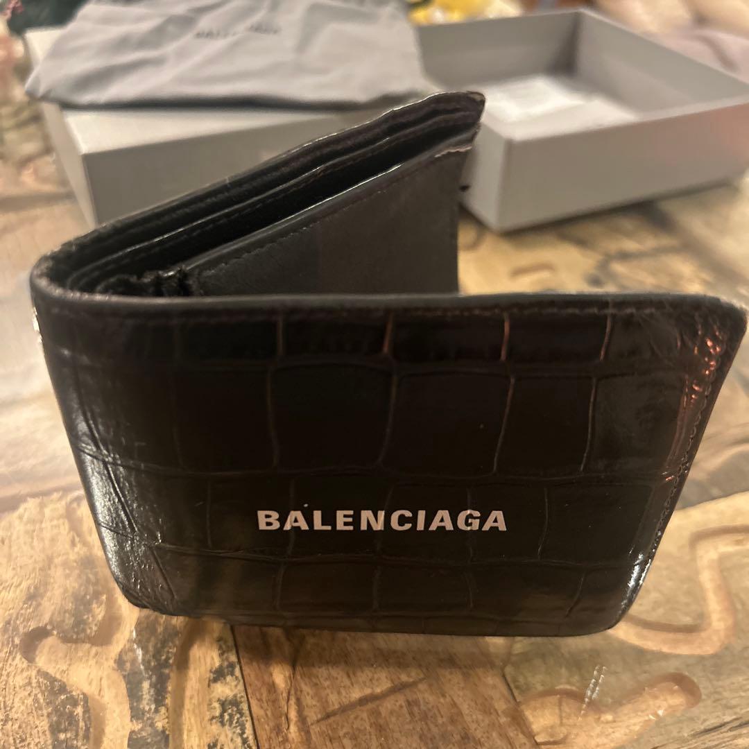 BALENCIAGA 二つ折り財布 クロコ型押し 正規品