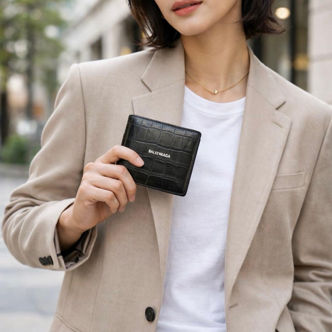 BALENCIAGA 二つ折り財布 クロコ型押し 正規品