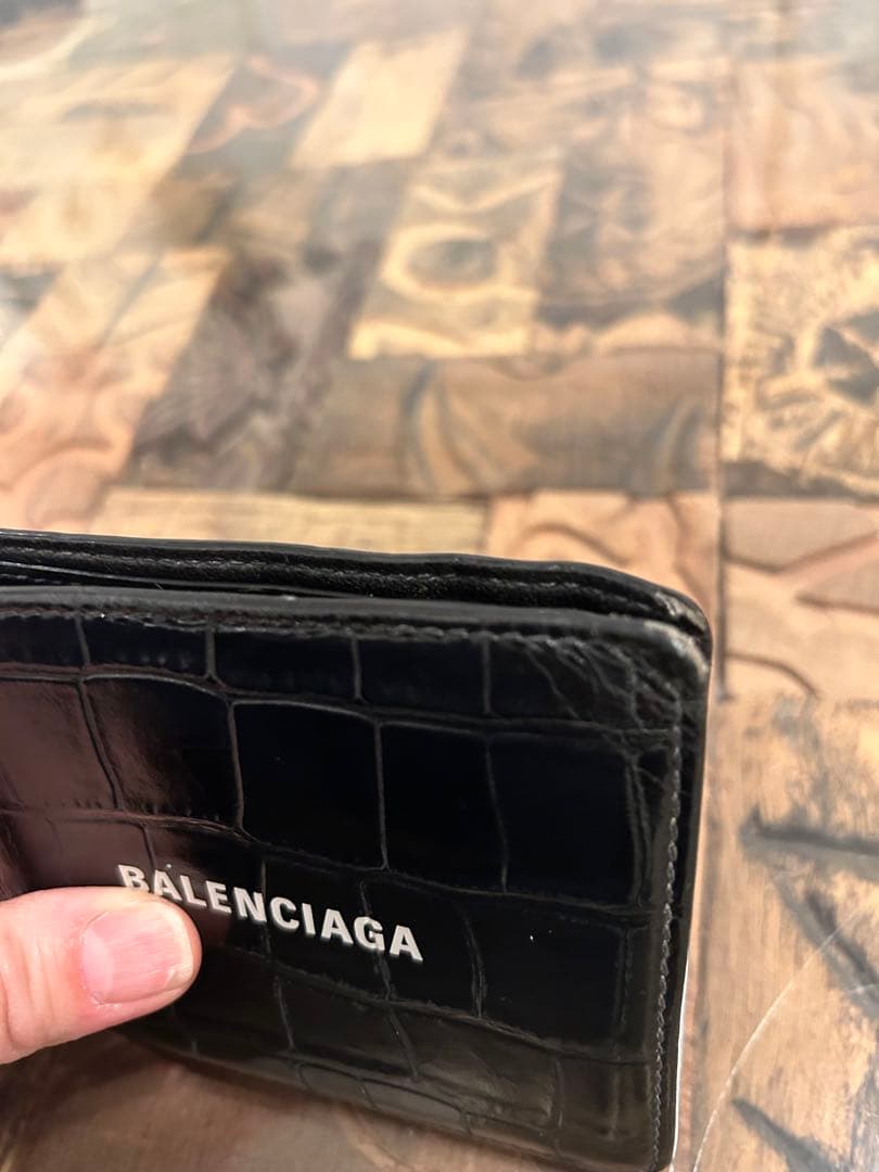 BALENCIAGA 二つ折り財布 クロコ型押し 正規品
