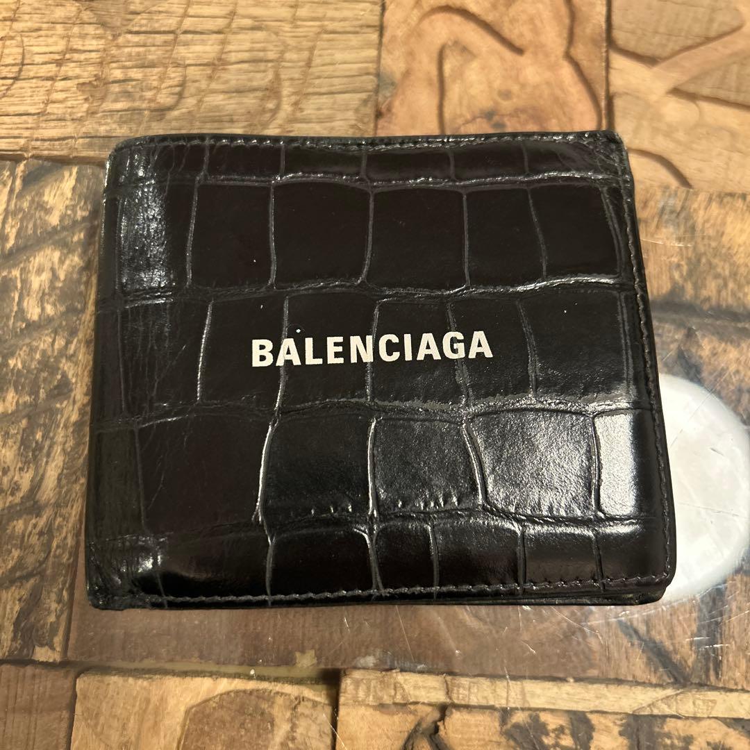 BALENCIAGA 二つ折り財布 クロコ型押し 正規品