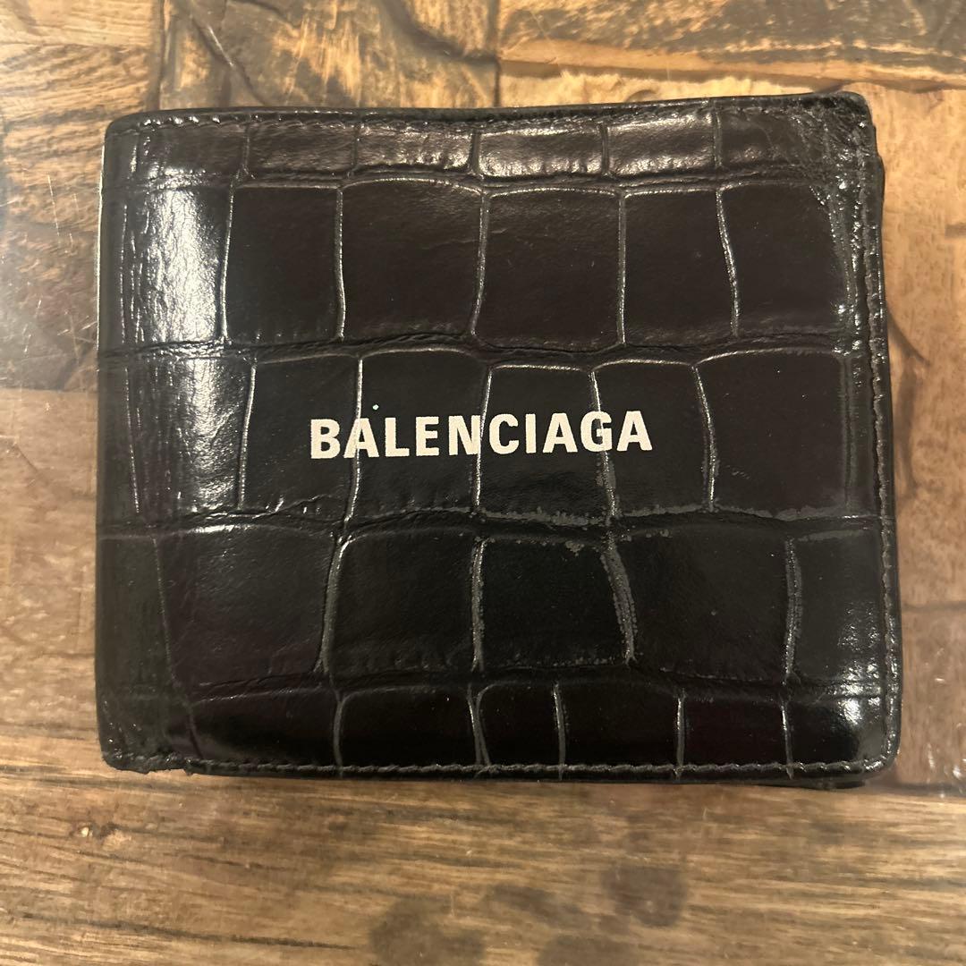BALENCIAGA 二つ折り財布 クロコ型押し 正規品