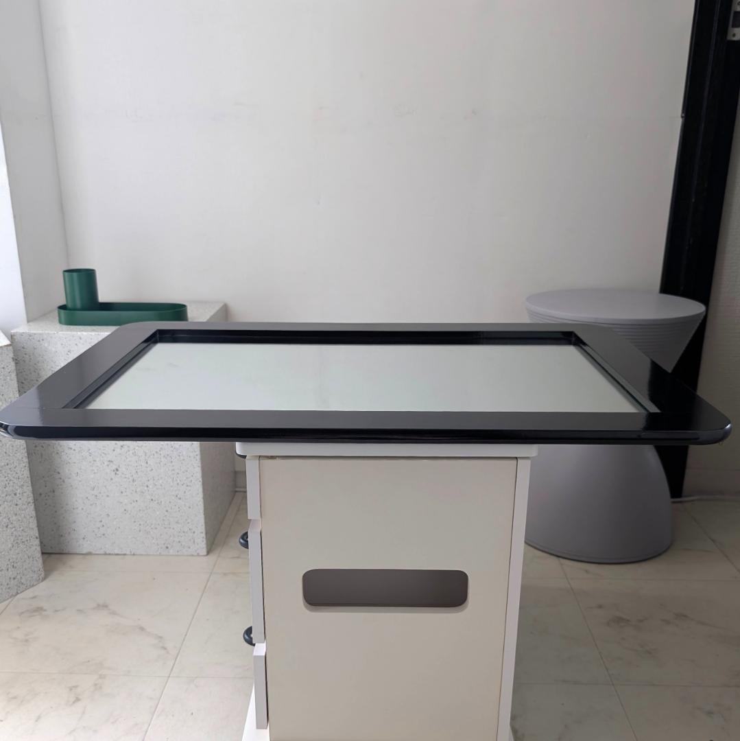 角丸フレーム ブラック ウォールミラー 立て掛け鏡 ビンテージ スペースエイジ