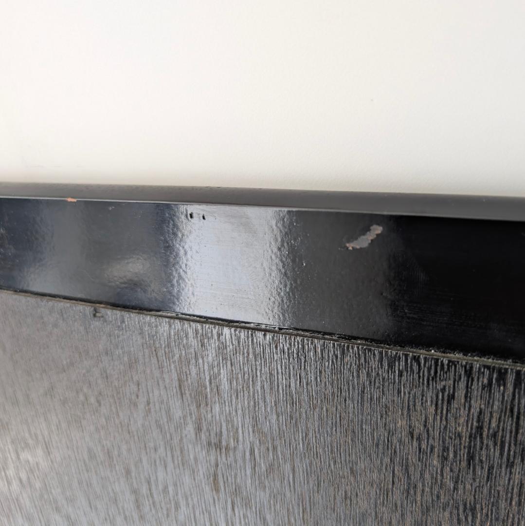 角丸フレーム ブラック ウォールミラー 立て掛け鏡 ビンテージ スペースエイジ