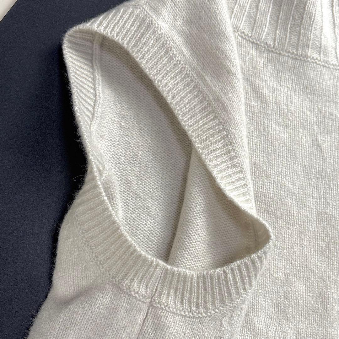 美品✨マーガレットハウエル ロールネック ニットベスト カシミヤ混 ライトグレー
