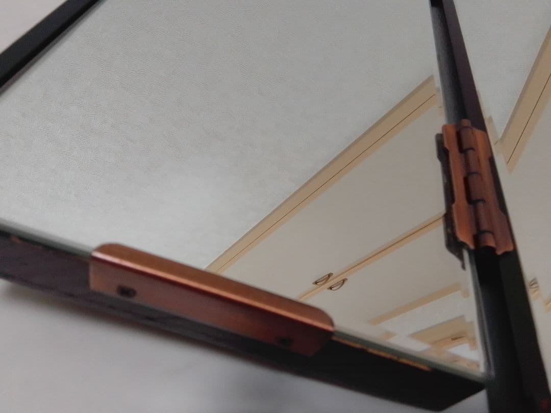 鎌倉彫 鏡台 三面鏡 木製 牡丹 アンティーク 昭和レトロ 和風 ドレッサー