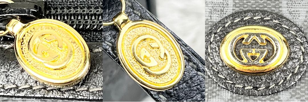 【極美品】オールドグッチ GGスプリーム ロゴ金具 クラッチバッグ ブラック