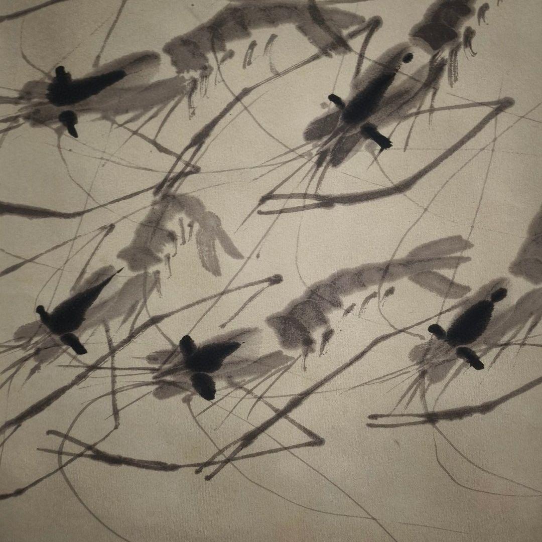 齐白石 藍光中堂 画巻 掛け軸 蝦図 中式インテリア 書斎 客間 掛画