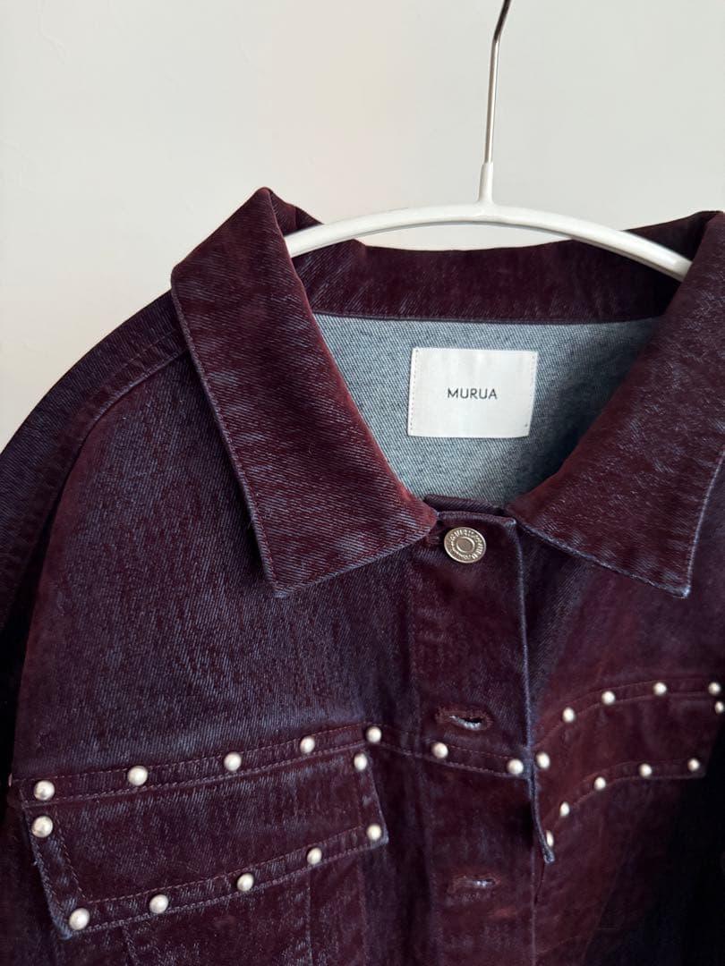 MURUA フロッキーデニムジャケット ボルドー