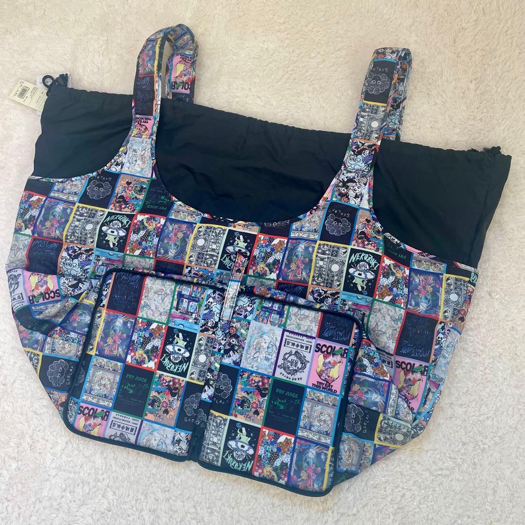 【新品】ScoLar柄 中綿ジャケット バッグ2つセット パッチワーク