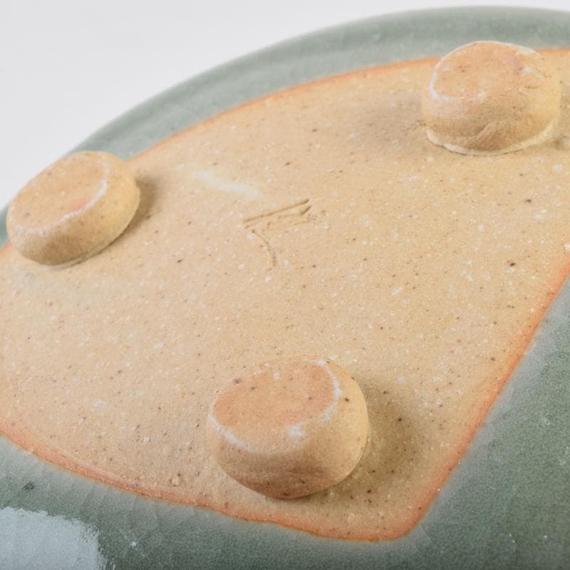 みゆ　天神窯　山田健吉作　青瓷絵　銘々皿　五客　共布共箱　C　9098