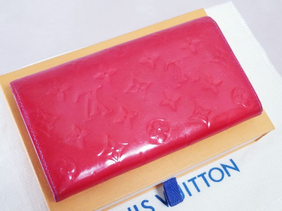 LOUIS VUITTON モノグラム ヴェルニ 長財布 ローズポップ(レッド系