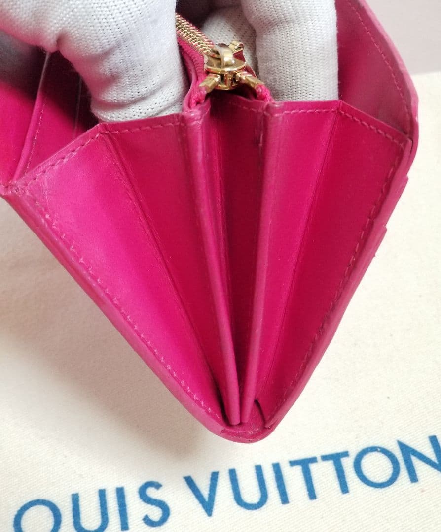 LOUIS VUITTON モノグラム ヴェルニ 長財布 ローズポップ(レッド系