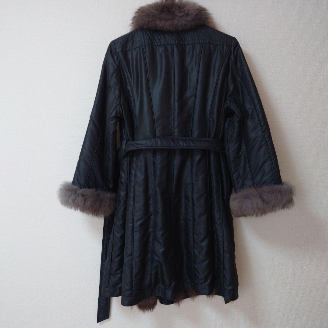 上質装いファーコート　軽量　ブラック　ブルーフォックスファー