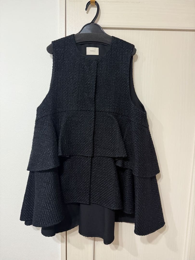 未使用完売 LE PHIL ルフィル ロービングツィードティアードジレ フリル