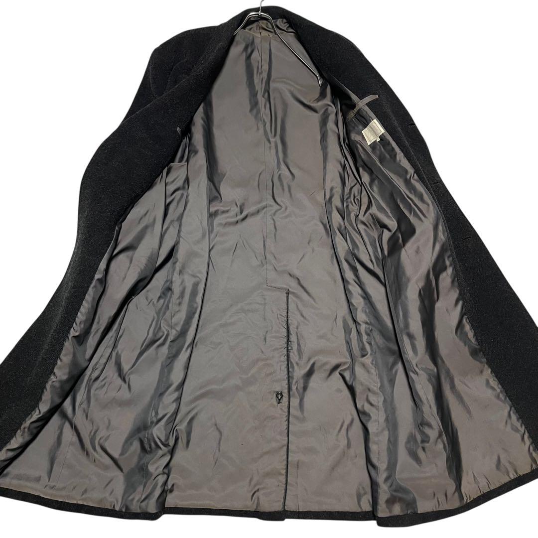 モヘヤ30%【vintage】マキシ丈チェスターコート チャコールグレー XL