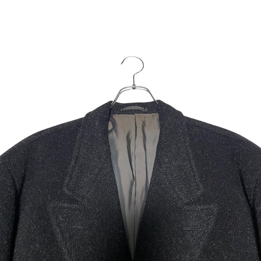 モヘヤ30%【vintage】マキシ丈チェスターコート チャコールグレー XL
