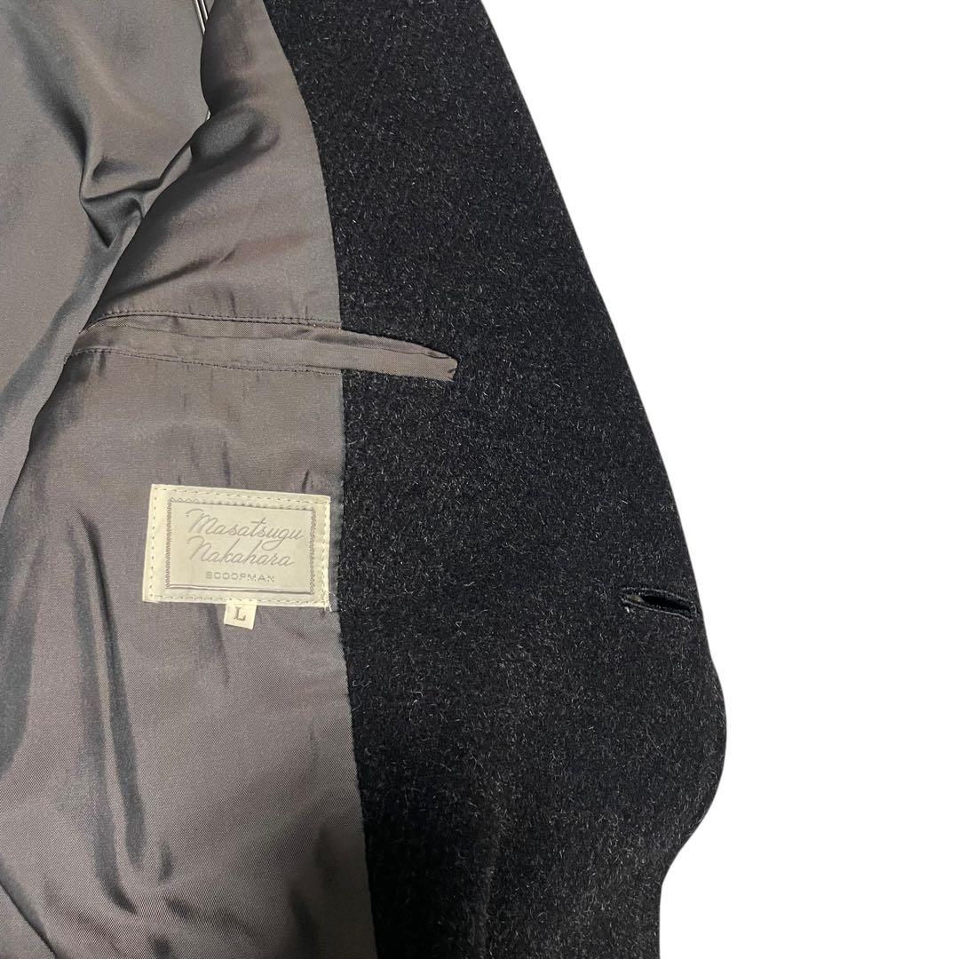 モヘヤ30%【vintage】マキシ丈チェスターコート チャコールグレー XL