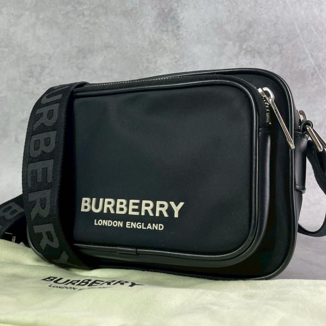 【大人気】BURBERRY ボディバッグ クロスボディ ウエストポーチ ロゴ 黒