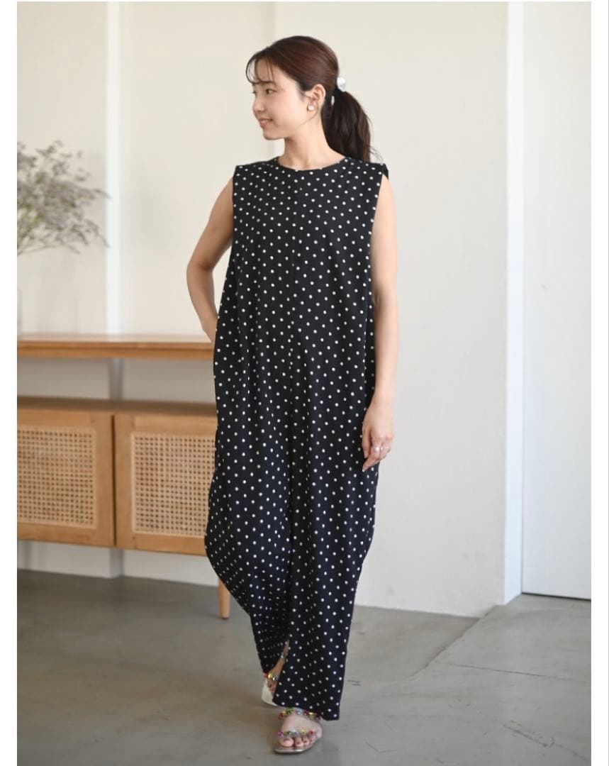 【週末限定】trefle＋1 スタイリッシュドットサロペット（水玉）