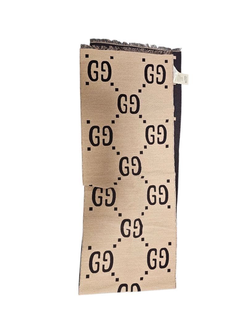 ❤*格様 美品！GUCCI GGロゴマフラー ベージュ/ブラウン　リバーシブル