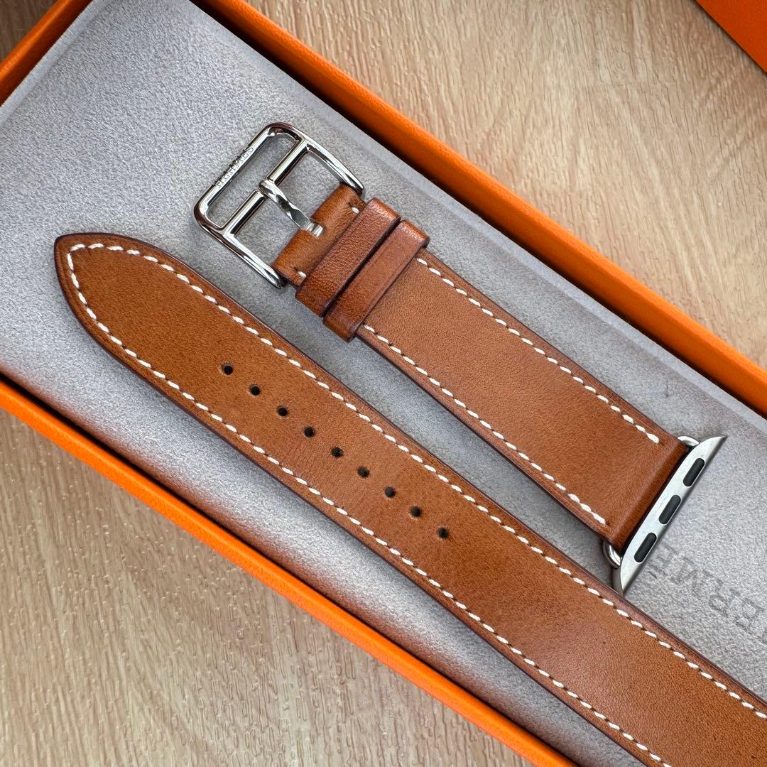2381 Apple Watch エルメス　ブラウン　ドゥブルトゥール　二重