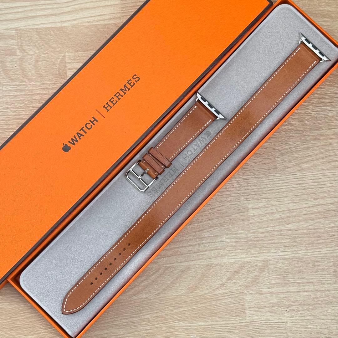 2381 Apple Watch エルメス　ブラウン　ドゥブルトゥール　二重
