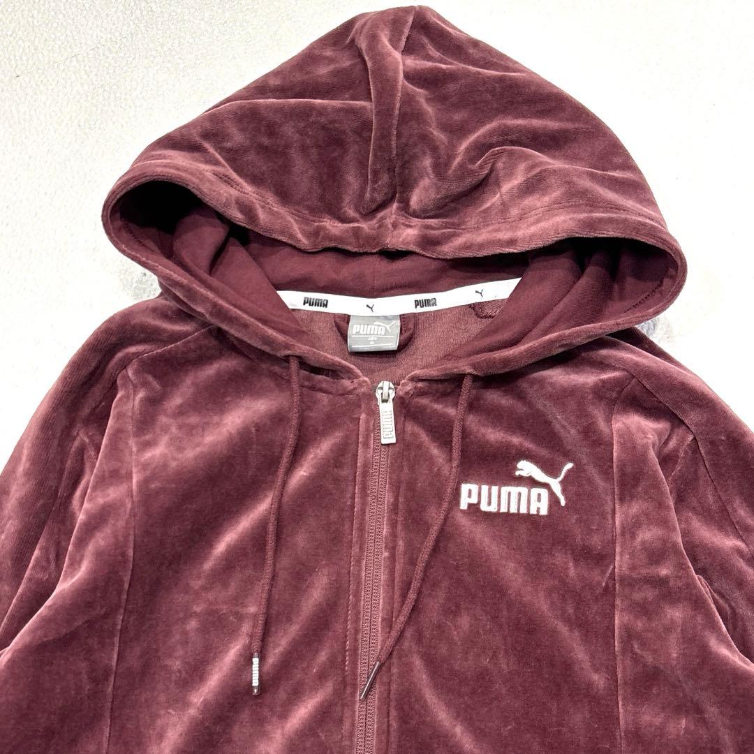 専用【レディースXL】 プーマ　セットアップ　パーカー　パンツ　ベロア　エンジ
