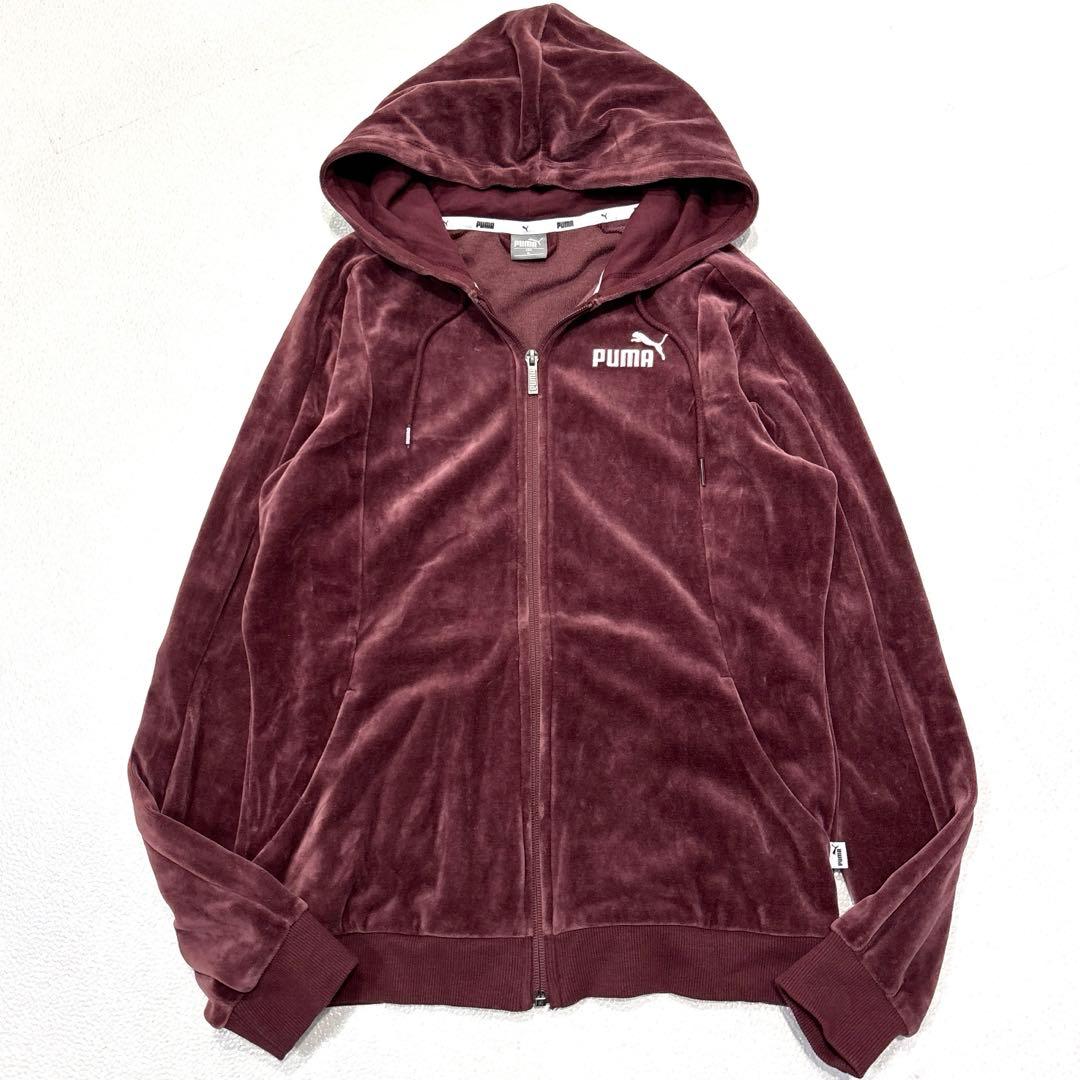 専用【レディースXL】 プーマ　セットアップ　パーカー　パンツ　ベロア　エンジ