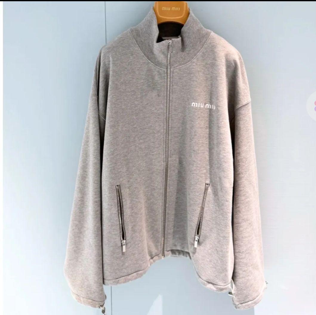 ミュウミュウ　グレー フリースジャケット ジップアップ
