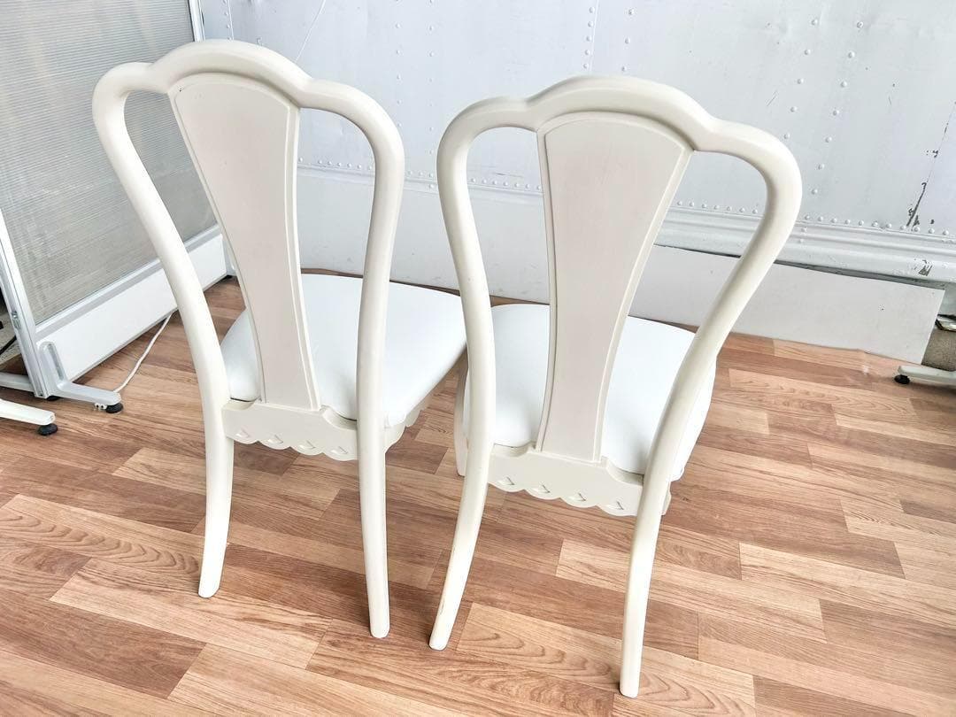 スミレ猫脚チェア2脚セット 白レザー張替済 美品 ホワイト