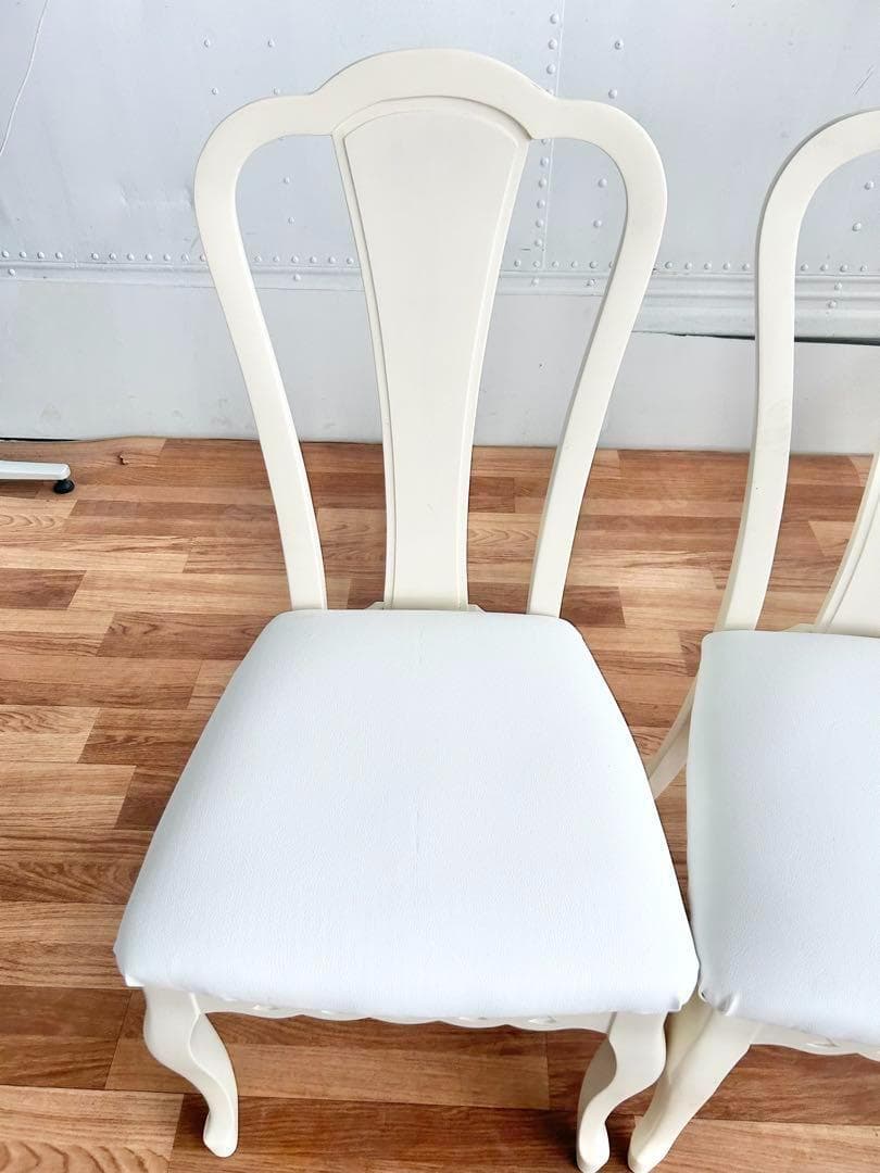 スミレ猫脚チェア2脚セット 白レザー張替済 美品 ホワイト