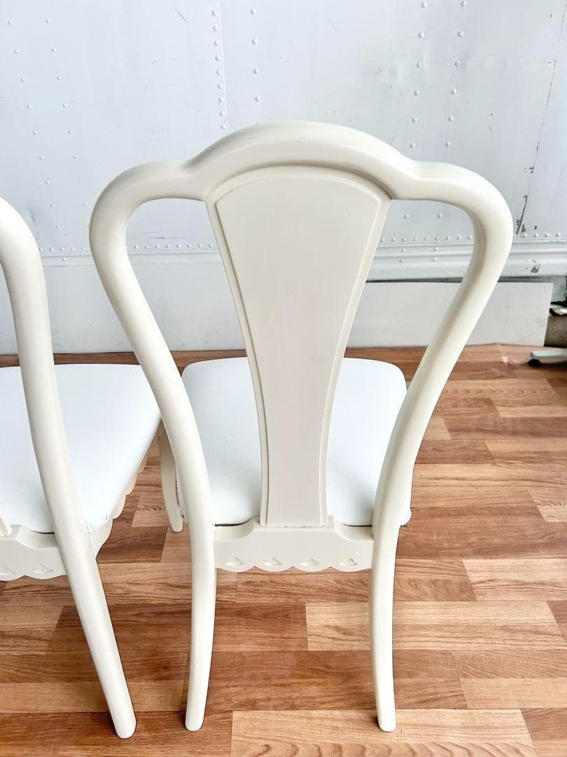 スミレ猫脚チェア2脚セット 白レザー張替済 美品 ホワイト