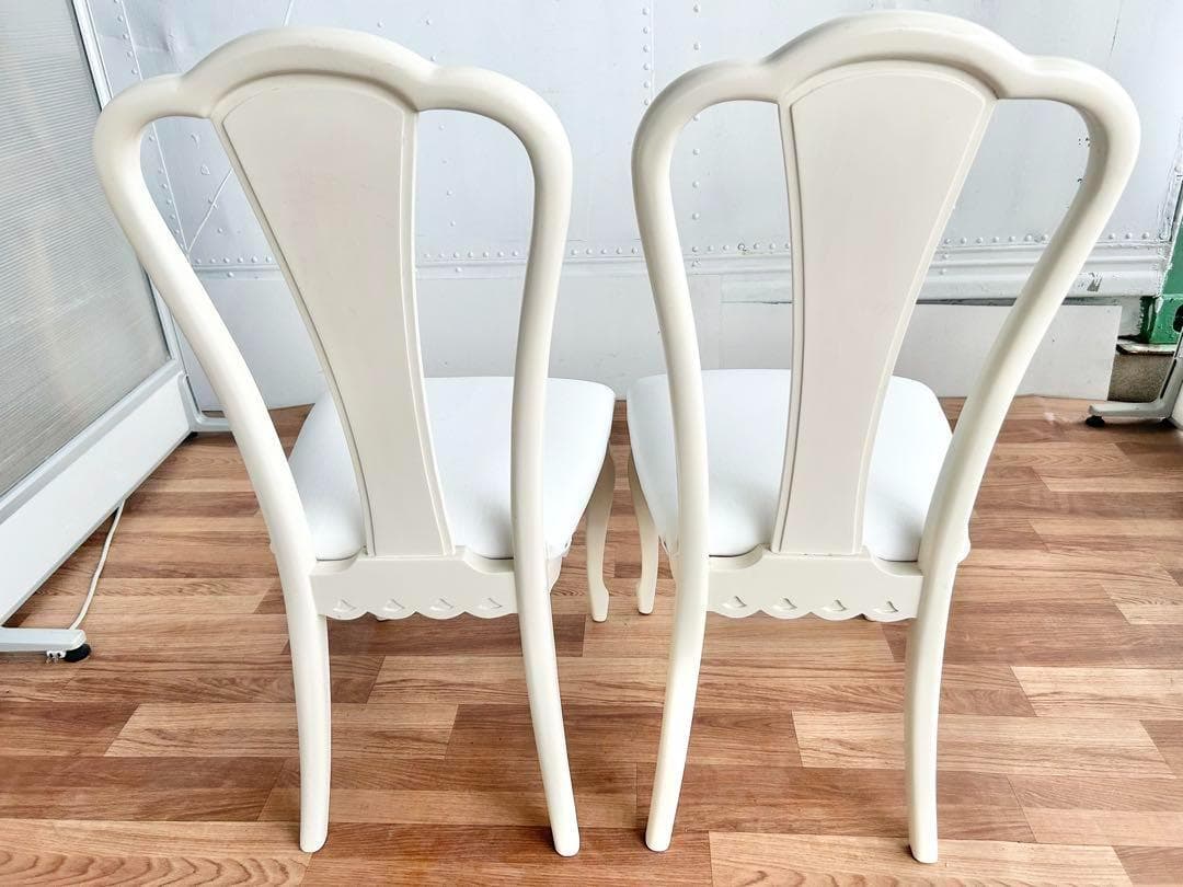 スミレ猫脚チェア2脚セット 白レザー張替済 美品 ホワイト