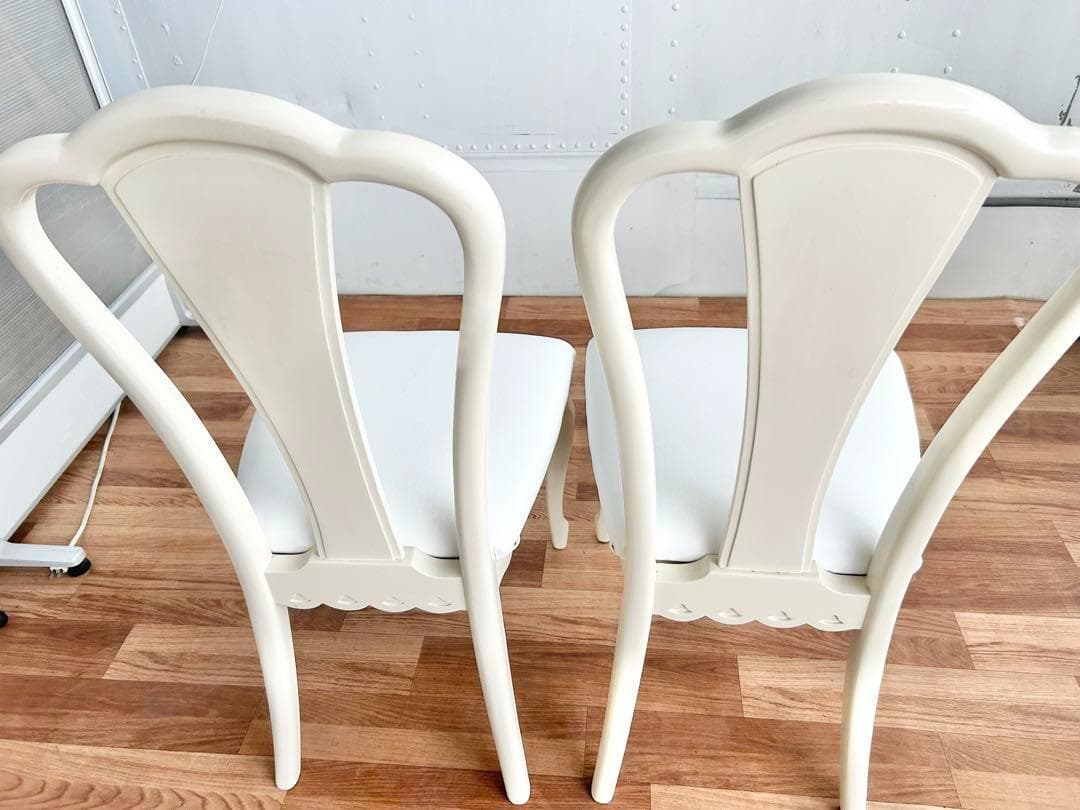 スミレ猫脚チェア2脚セット 白レザー張替済 美品 ホワイト