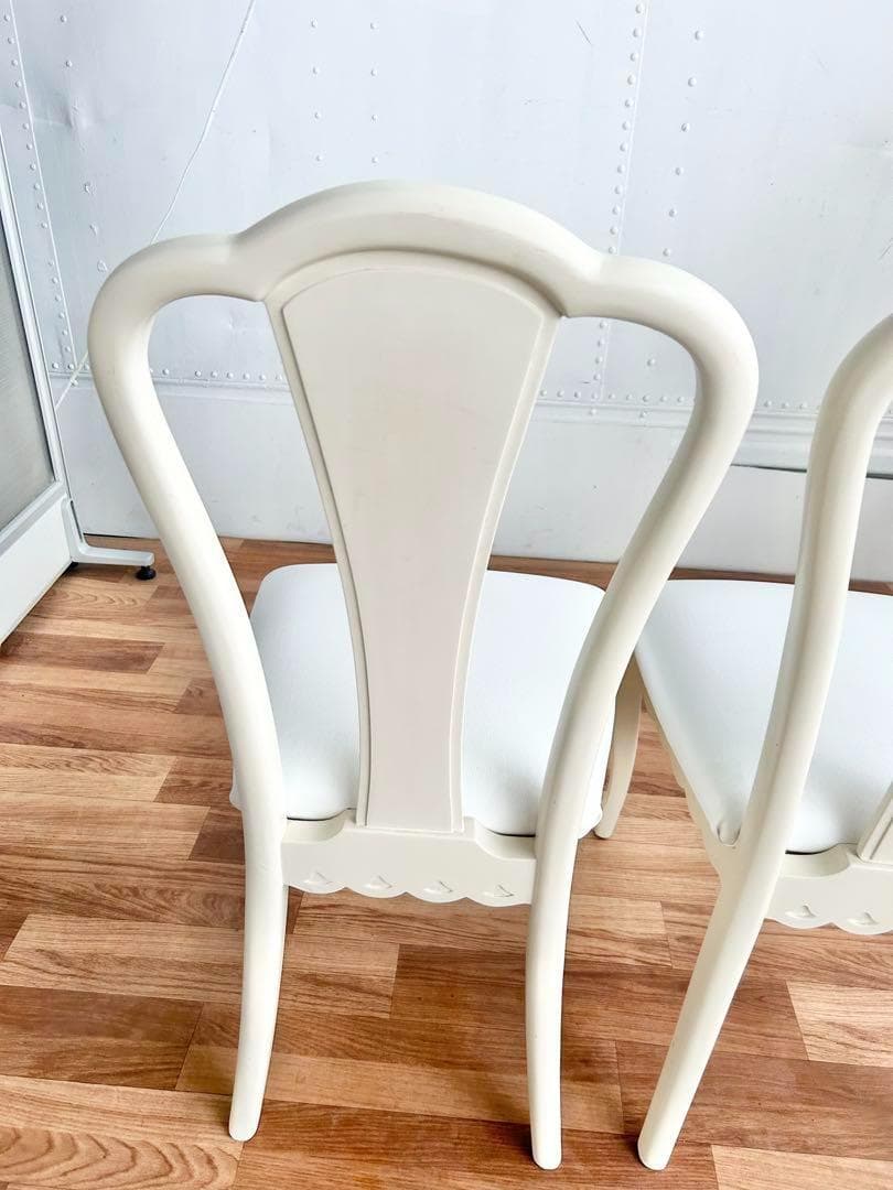 スミレ猫脚チェア2脚セット 白レザー張替済 美品 ホワイト