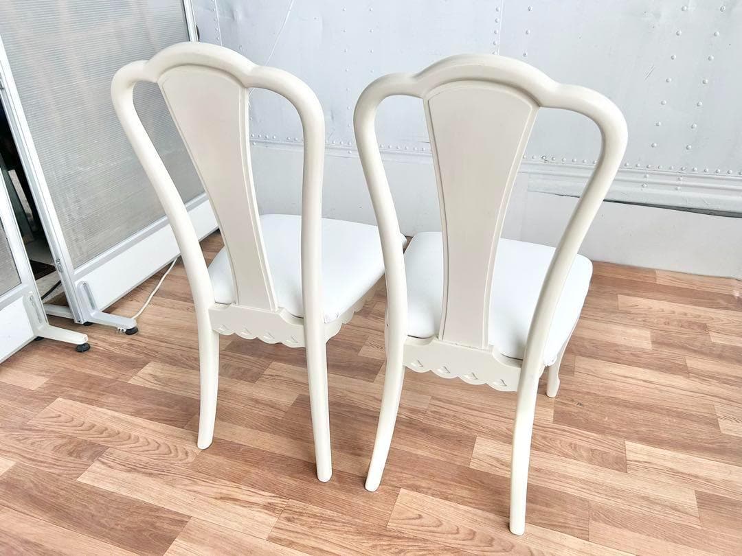 スミレ猫脚チェア2脚セット 白レザー張替済 美品 ホワイト