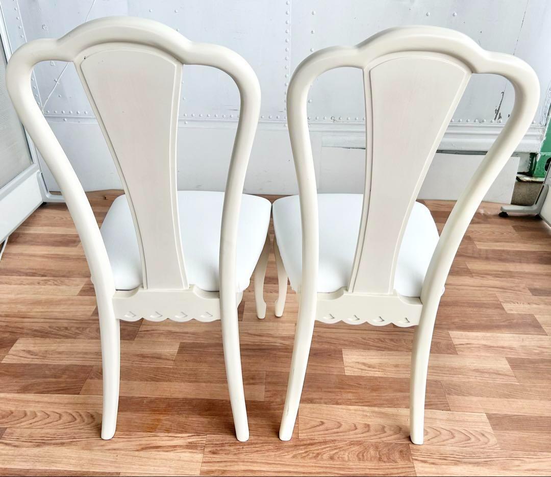 スミレ猫脚チェア2脚セット 白レザー張替済 美品 ホワイト