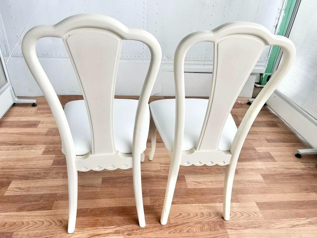 スミレ猫脚チェア2脚セット 白レザー張替済 美品 ホワイト