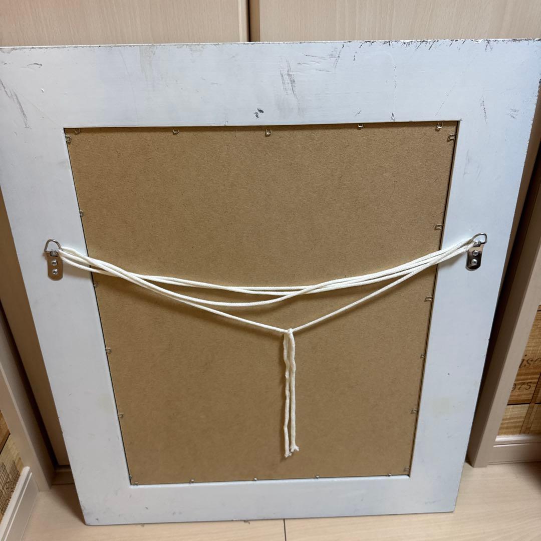 アンティーク壁掛け鏡　55cm65cmホワイト　ミラー　ウォールミラー