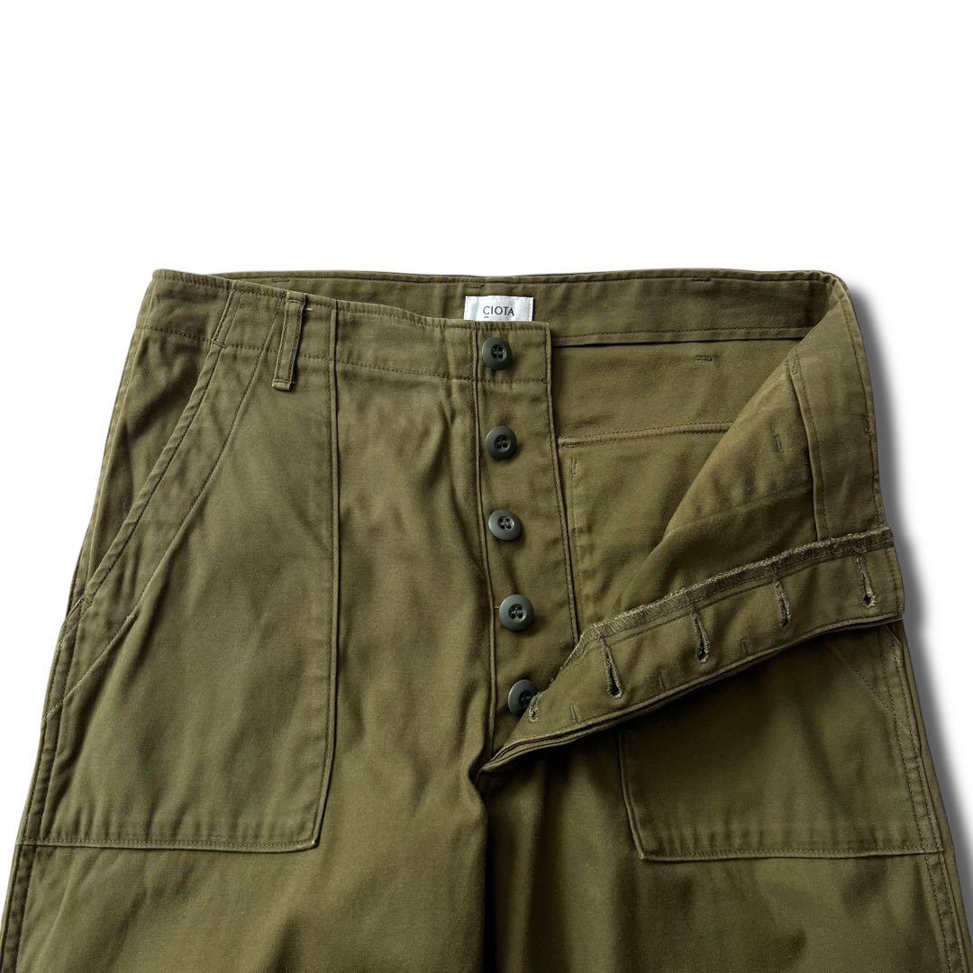 CIOTA スビンコットン バックサテン ベイカー パンツ 3 カーキ