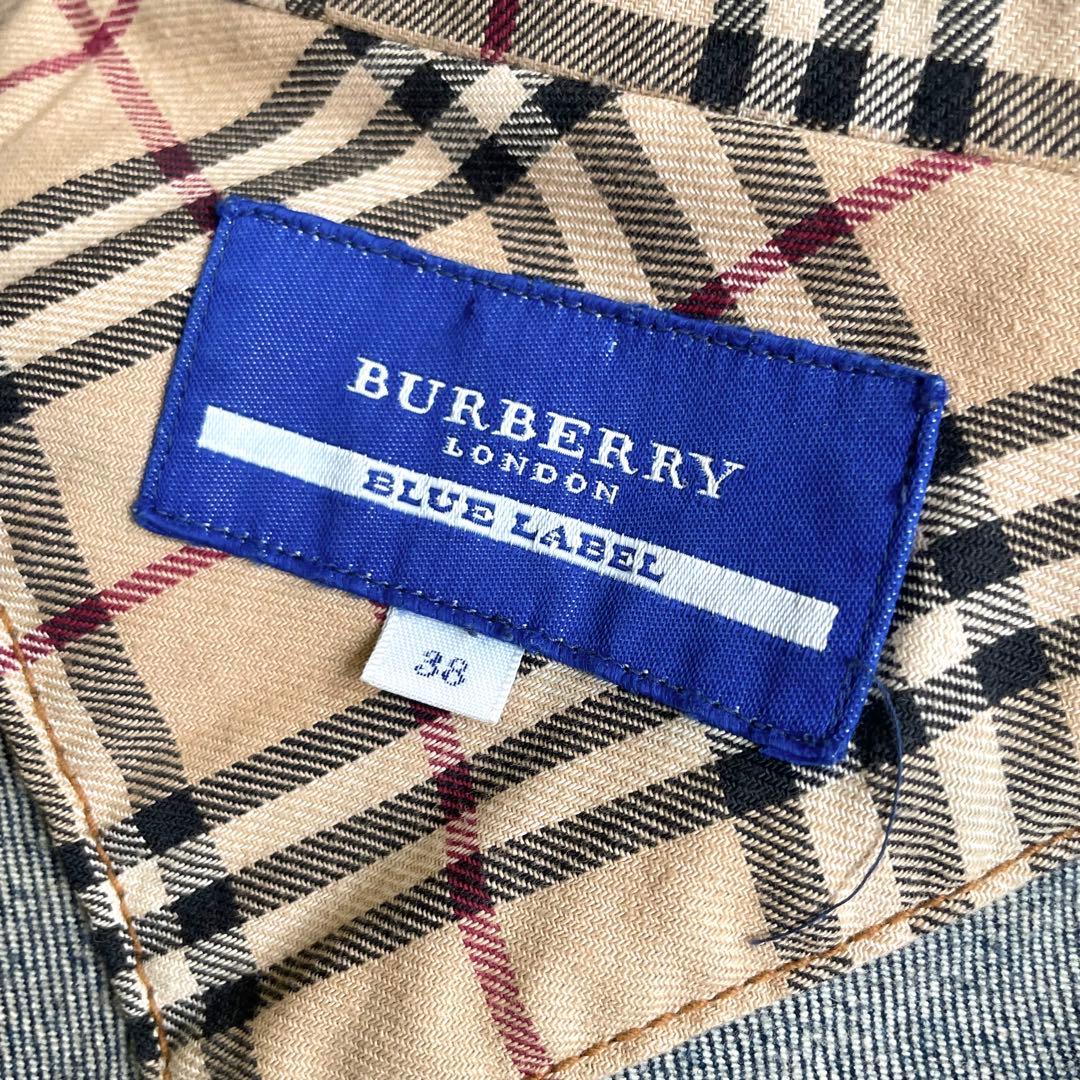 BURBERRY BLUE LABEL ユーズド加工 チェック デニムジャケット